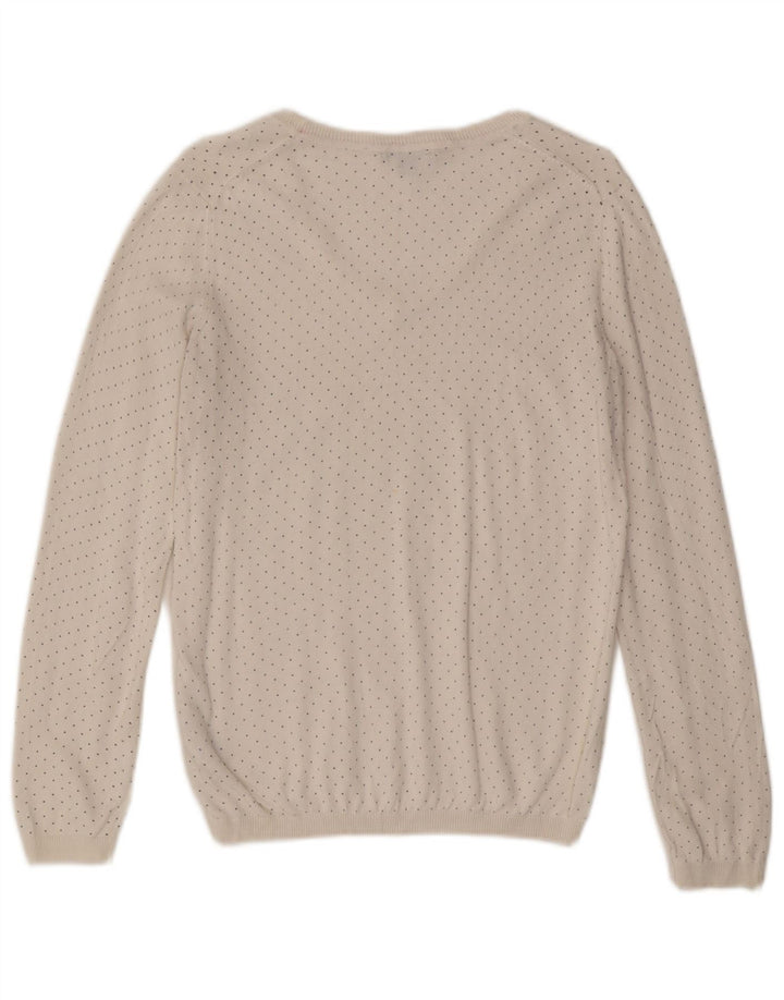 Tommy Hilfiger Damen-Pullover mit V-Ausschnitt, UK 12, mittelweiß gefleckt