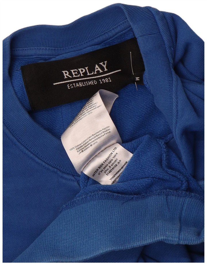 Replay Herren-Sweatshirt mit Grafik, mittelblaue Baumwolle