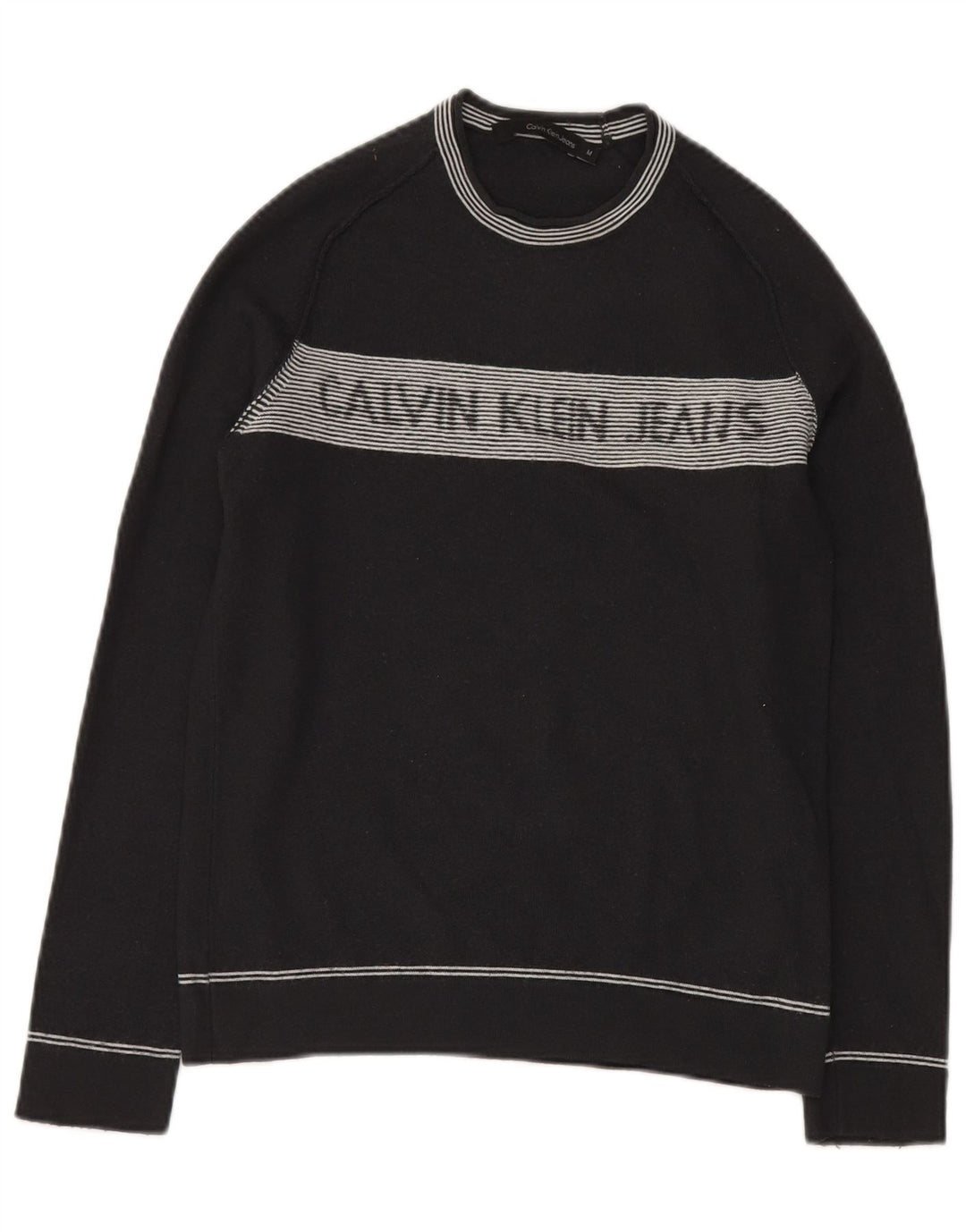 CALVIN KLEIN JEANS Damen-Pullover mit Rundhalsausschnitt, Gr. 10, Größe S, Grau