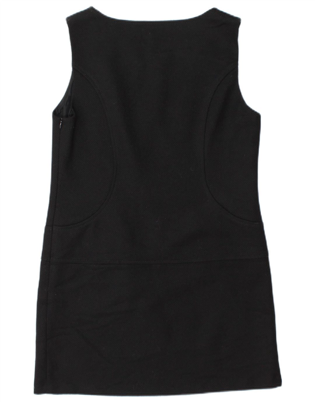 Benetton Damen ärmelloses Etuikleid UK 12 Mittelschwarze Wolle