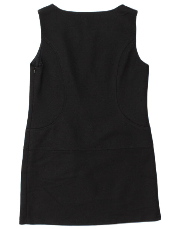 Benetton Damen ärmelloses Etuikleid UK 12 Mittelschwarze Wolle