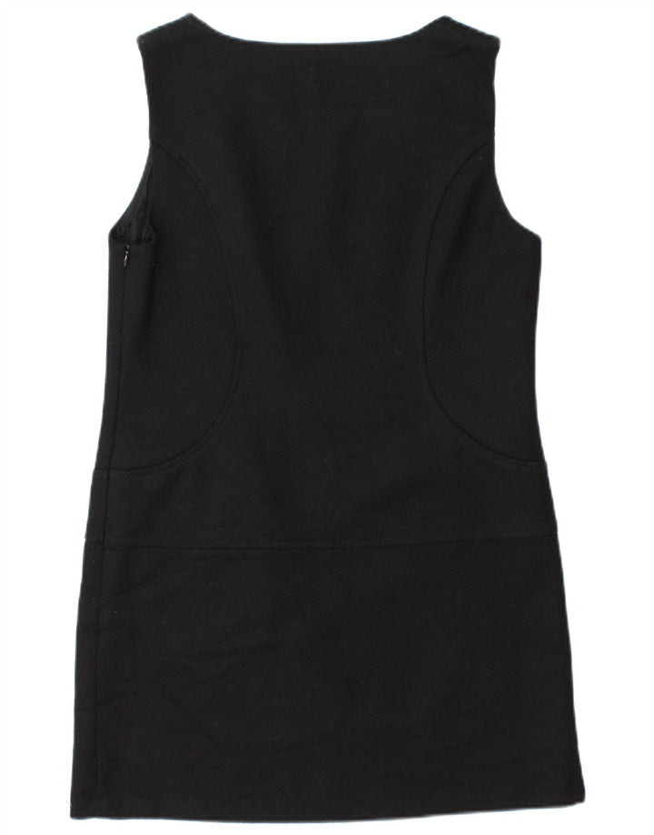 Benetton Damen ärmelloses Etuikleid UK 12 Mittelschwarze Wolle