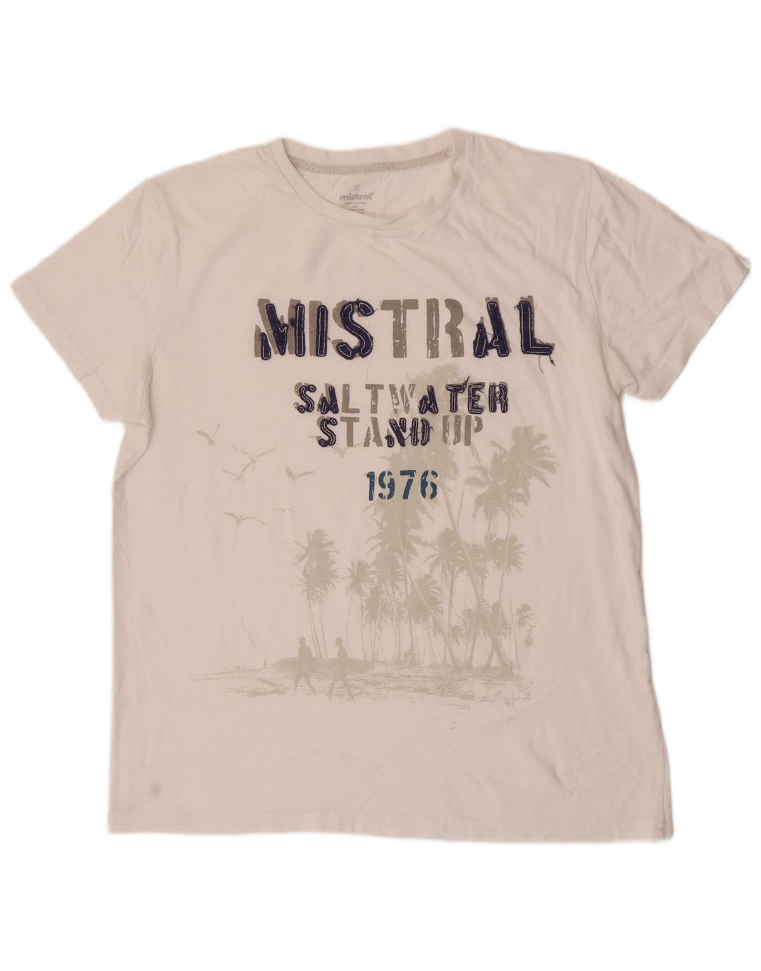 Mistral Herren-T-Shirt mit Grafik, Größe L, aus weißer Baumwolle