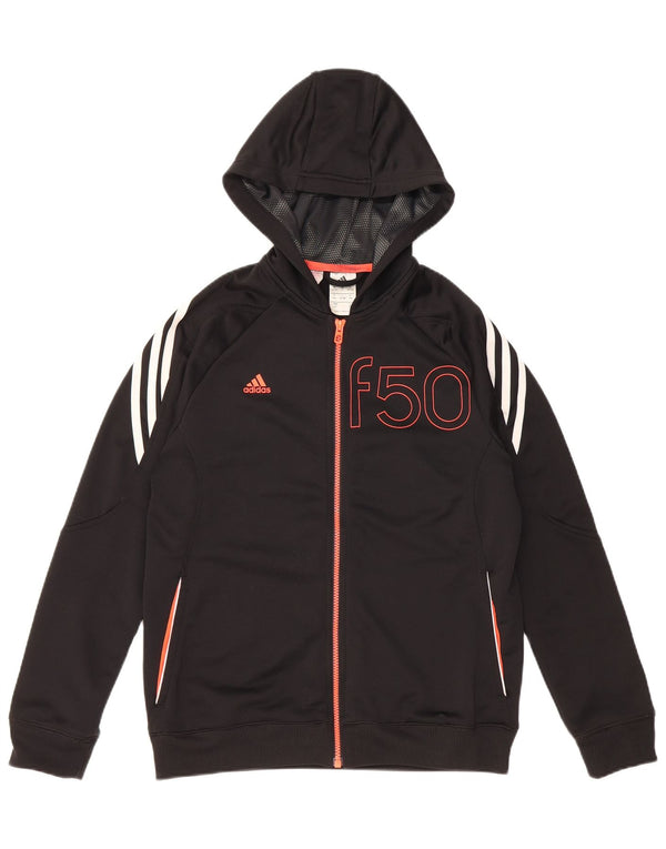 ADIDAS Jungen F50 Grafik-Kapuzenpullover mit Reißverschluss, 13–14 Jahre, schwarzes Polyester