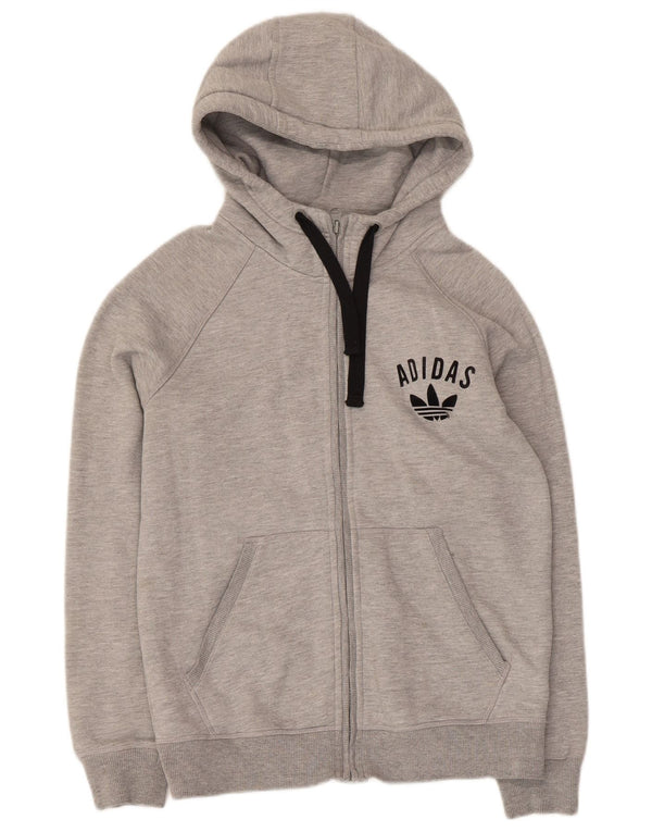 Adidas Damen Kapuzenpullover UK 16 Large Grau gefleckte Baumwolle