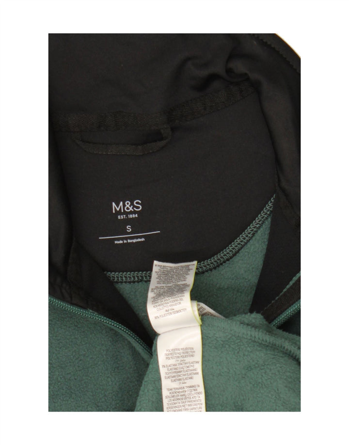 MARKS & SPENCER Mens Fleece Jacket Small Green Polyester Vintage Marks & Spencer and Second-Hand Marks & Spencer from Messina Hembry 