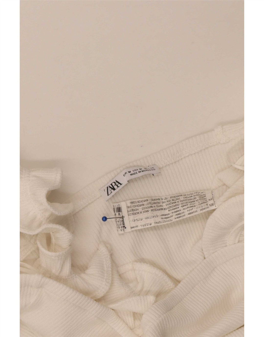 Zara Damen Crop Top UK 12 Mittelweißes Polyester