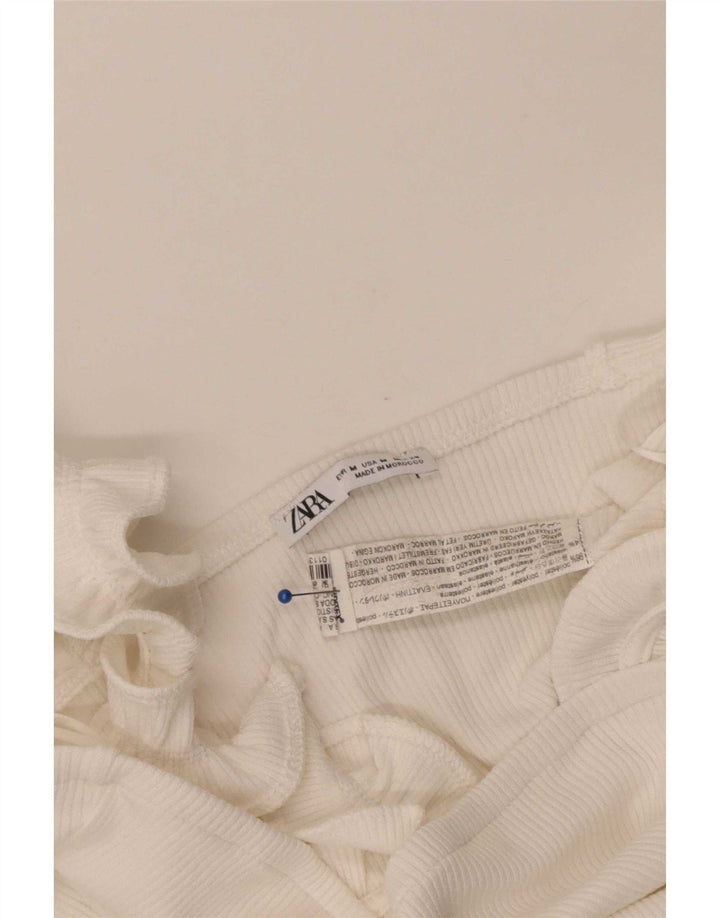 Zara Damen Crop Top UK 12 Mittelweißes Polyester