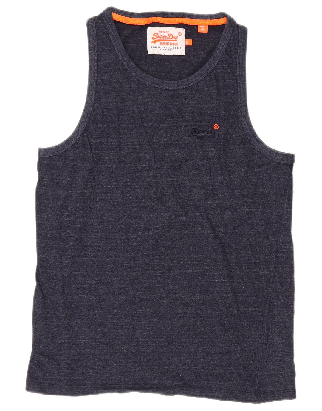 SUPERDRY Damen-Trägershirt UK 14 Large Marineblaue Baumwolle