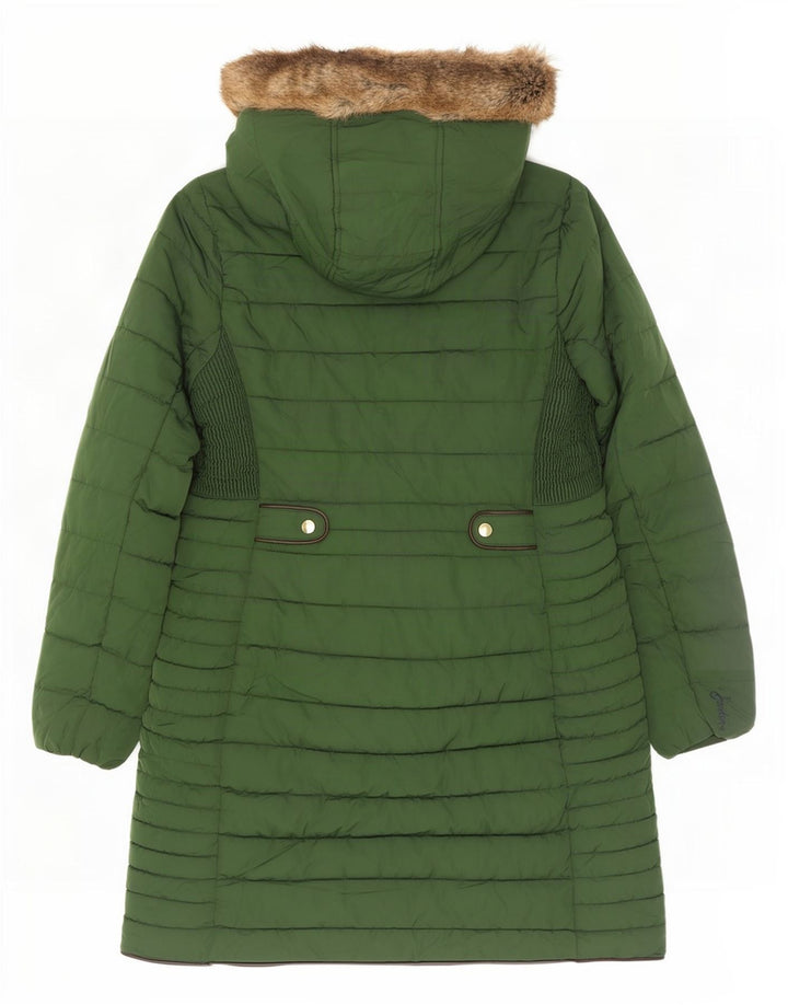 Joules Wattierter Damenmantel mit Kapuze, UK 12, Mittelgrün, Polyester
