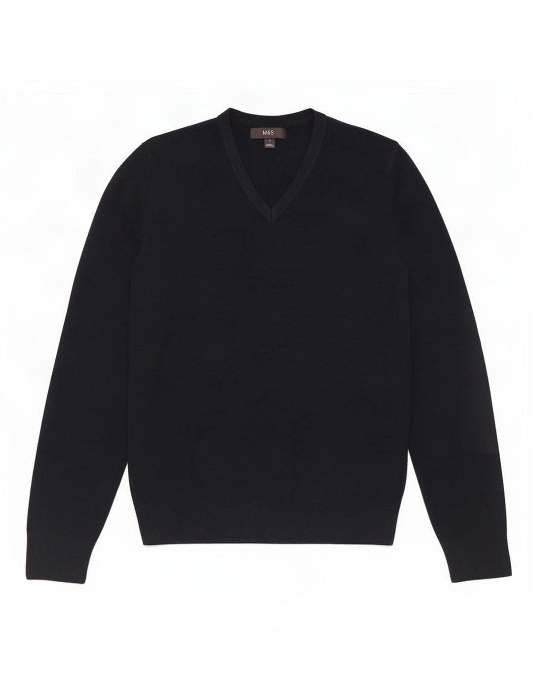 Marks & Spencer Herren-Pullover mit V-Ausschnitt, Mittelblau, Acryl