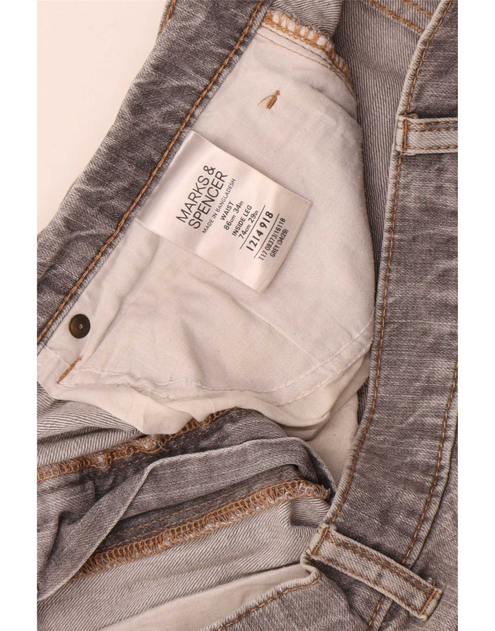 Marks & Spencer Herren Blue Harbor Straight Jeans W34 L29 Graue Baumwolle