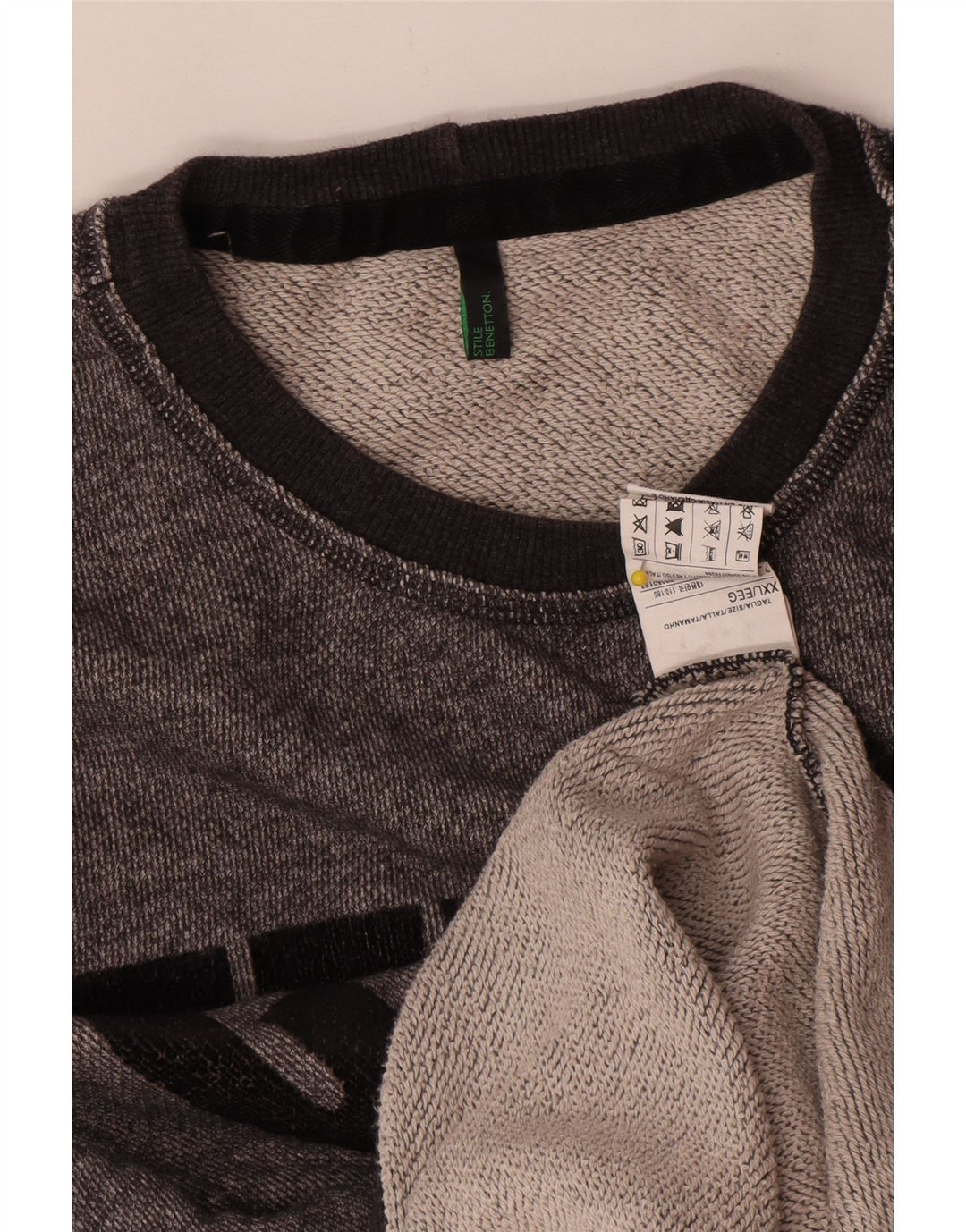 Benetton Herren-Sweatshirt mit Grafik, 2XL, grau meliert, Baumwolle