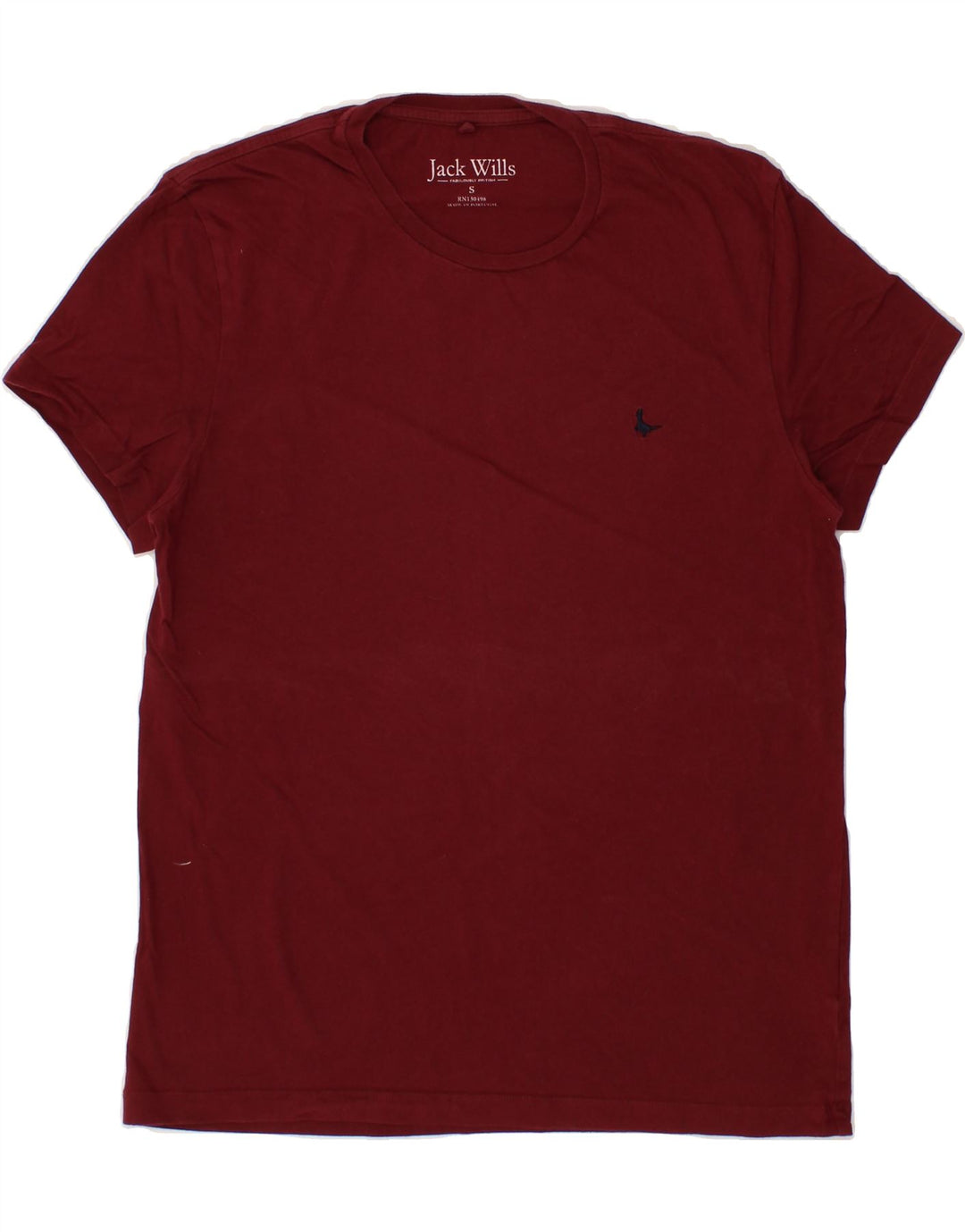 JACK WILLS Mens T-Shirt Top Small Burgundy Cotton Vintage Jack Wills and Second-Hand Jack Wills from Messina Hembry 