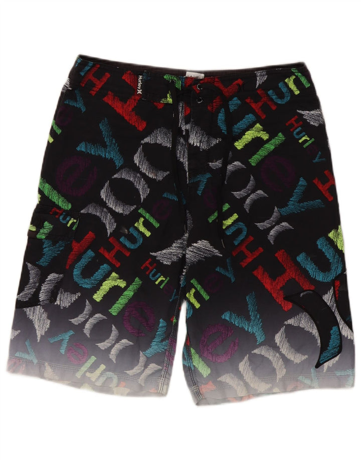 Hurley Herren Badeshorts mit Grafik, Mittelschwarzes Polyester