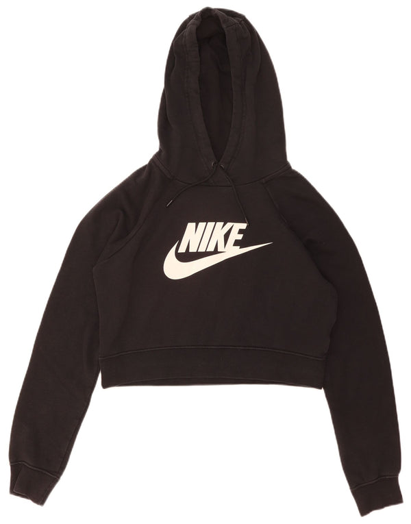 Nike Womens Graphic Oversized Hoodie Pullover UK 10 Small Schwarze Baumwolle