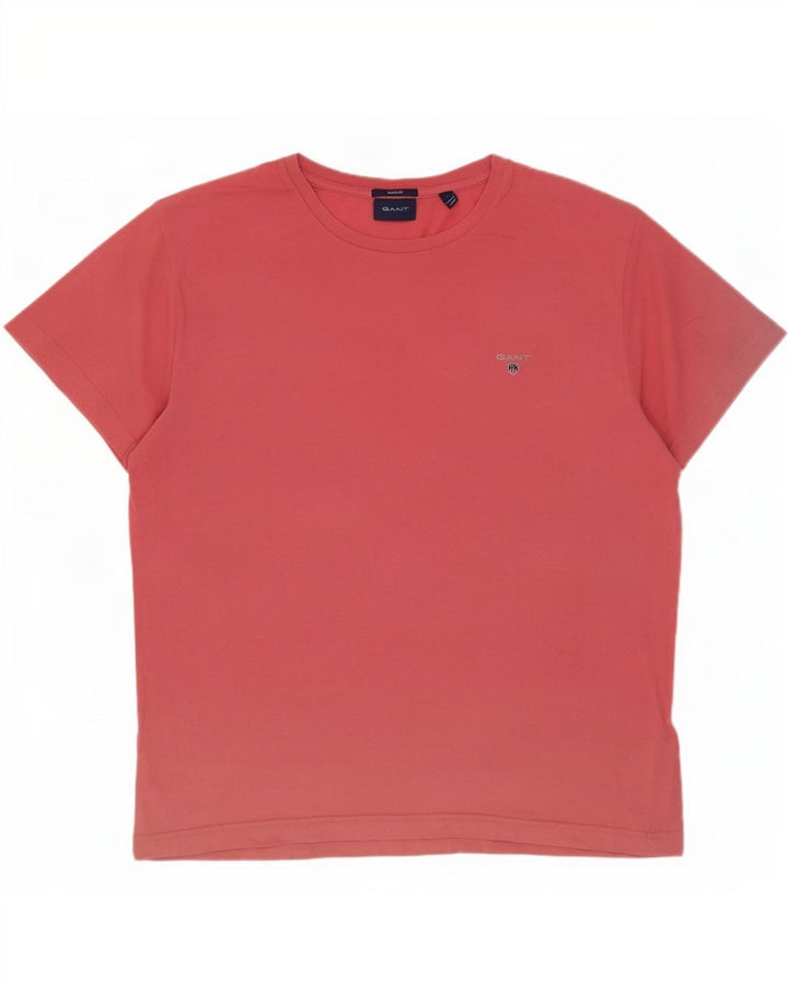 Gant Herren Regular T-Shirt Top Large Rosa Baumwolle