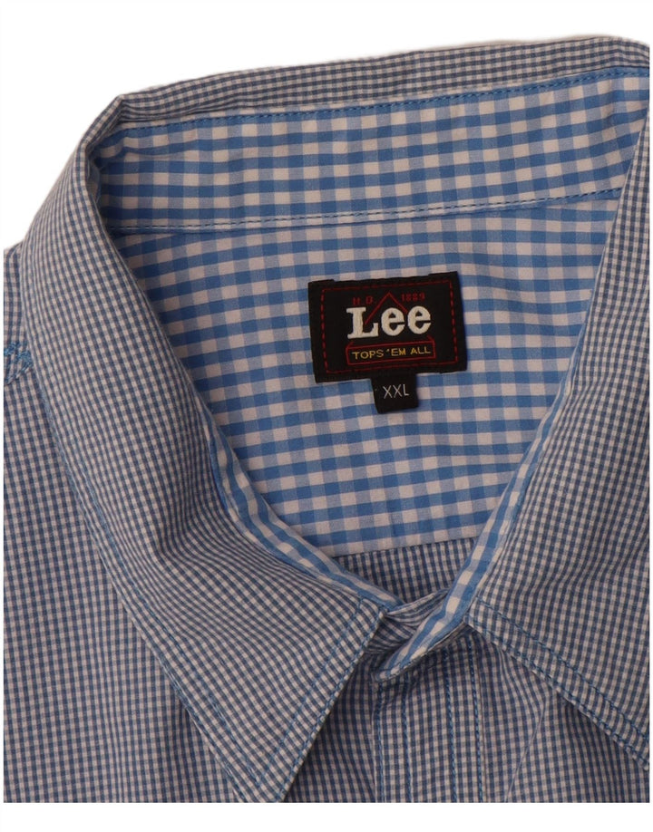 Lee Herrenhemd 2XL, blaue Gingham-Baumwolle