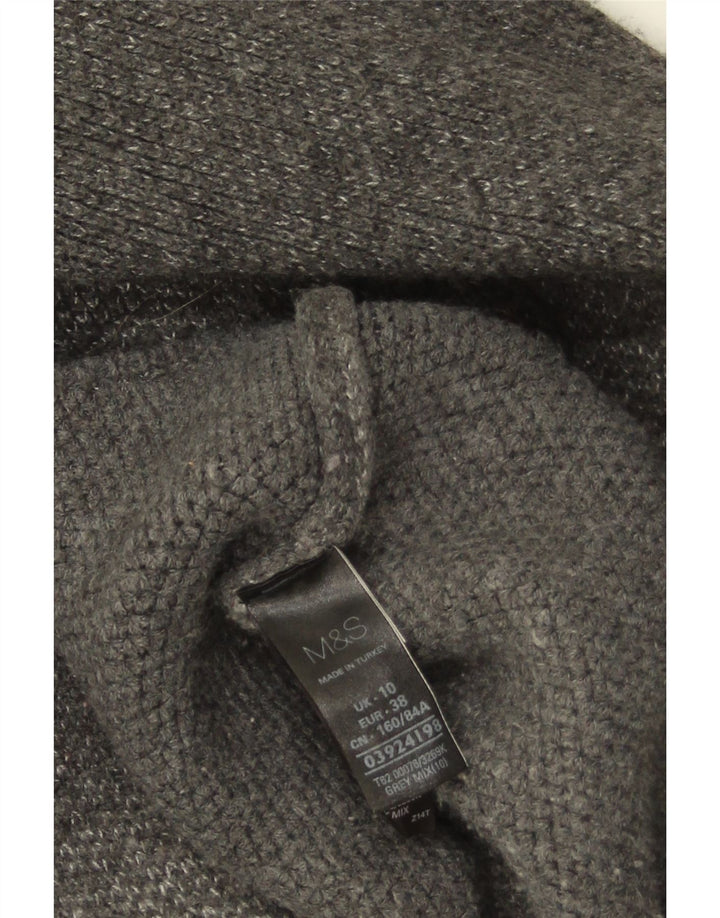 Marks & Spencer Damen Übergroßer Pea Coat UK 10 Small Graues Acryl