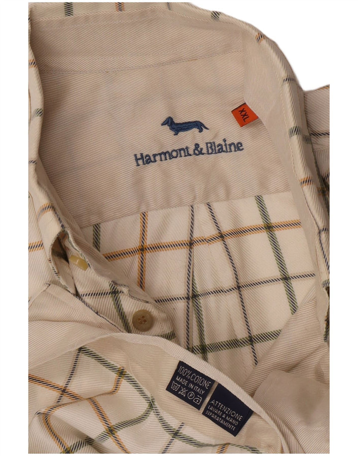 Harmont & Blaine Herrenhemd 2XL, cremefarben, kariert, Baumwolle