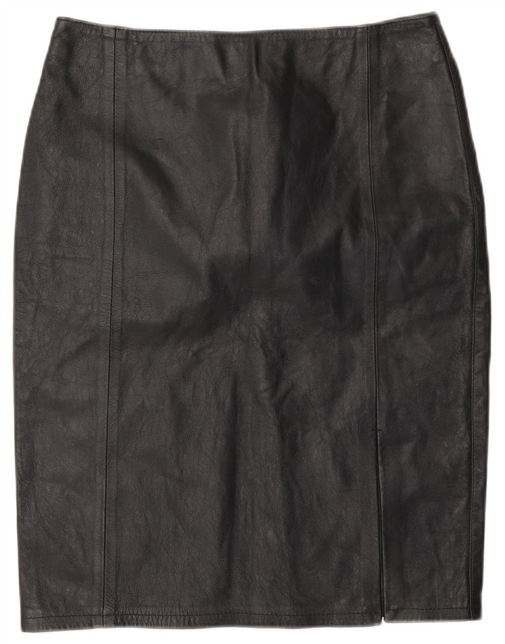 CONBIPEL Damen Lederrock IT 42 Medium W28 Schwarzes Leder