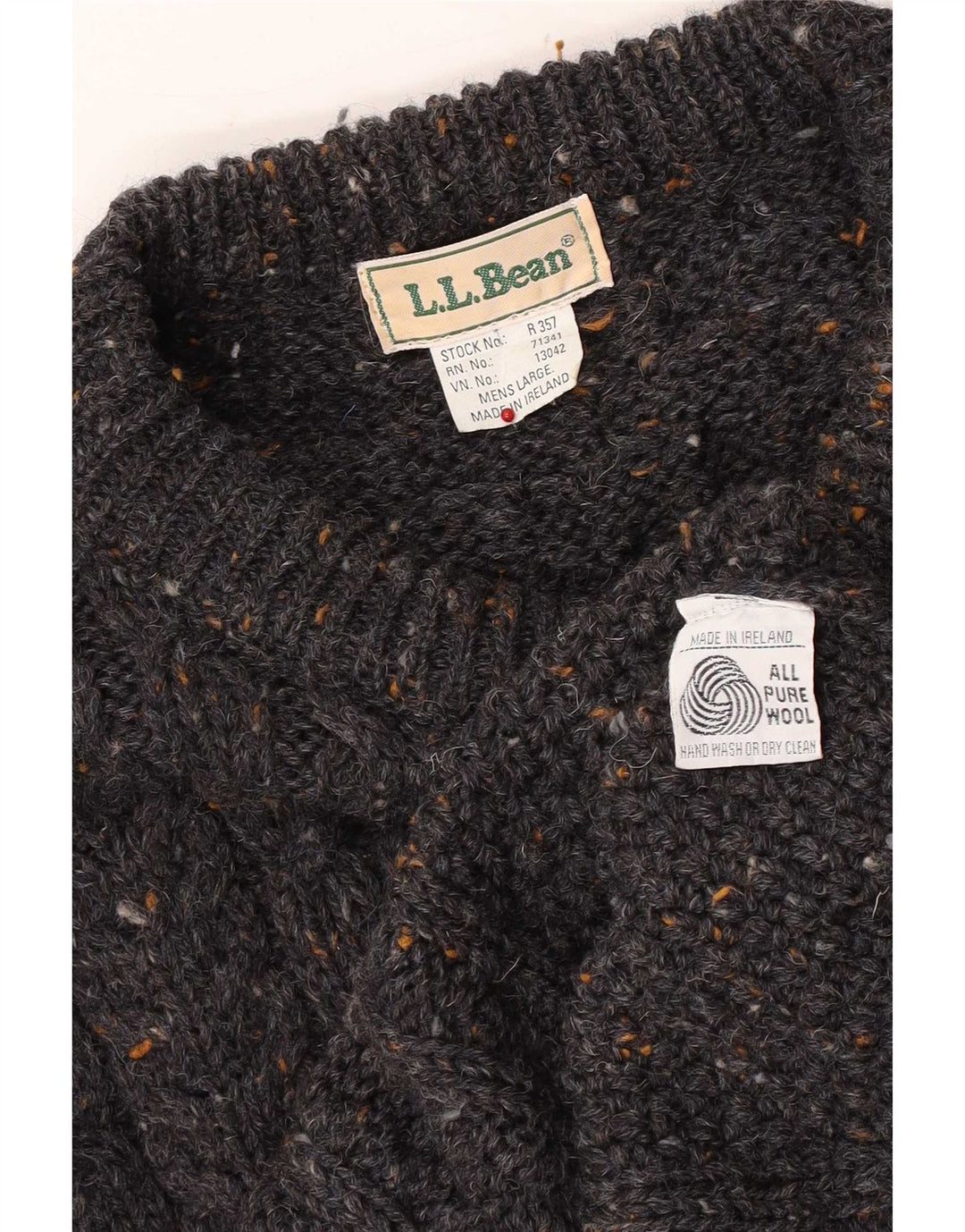 L.L.Bean Herren-Pullover mit U-Boot-Ausschnitt, groß, grau gesprenkelte Wolle