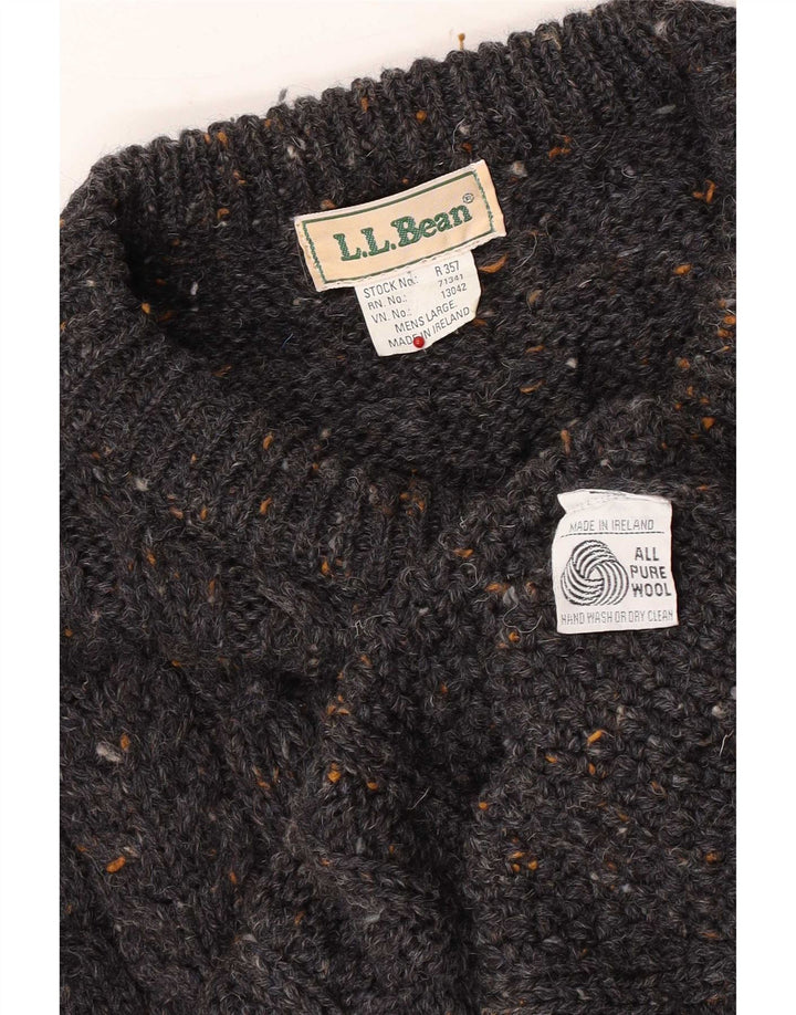 L.L.Bean Herren-Pullover mit U-Boot-Ausschnitt, groß, grau gesprenkelte Wolle