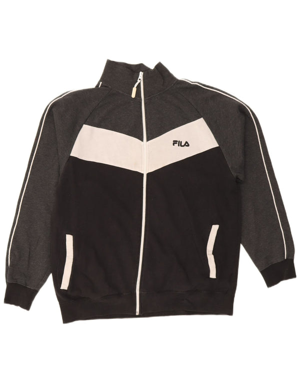 Fila Herren-Trainingsanzug-Top-Jacke, große schwarze Colourblock-Baumwolle