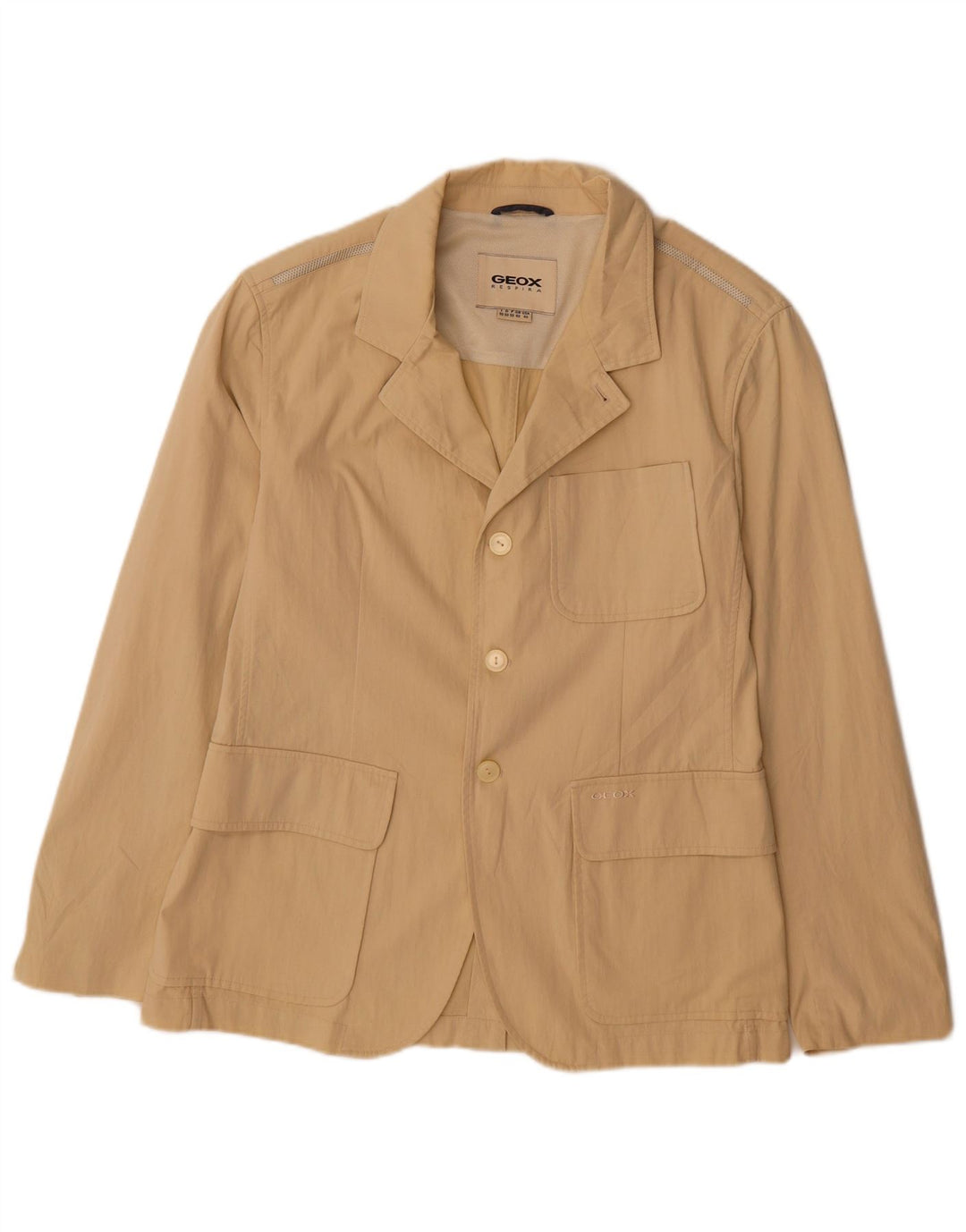 Geox Herren Respira 3-Knopf-Blazerjacke UK 40 Large Beige Baumwolle