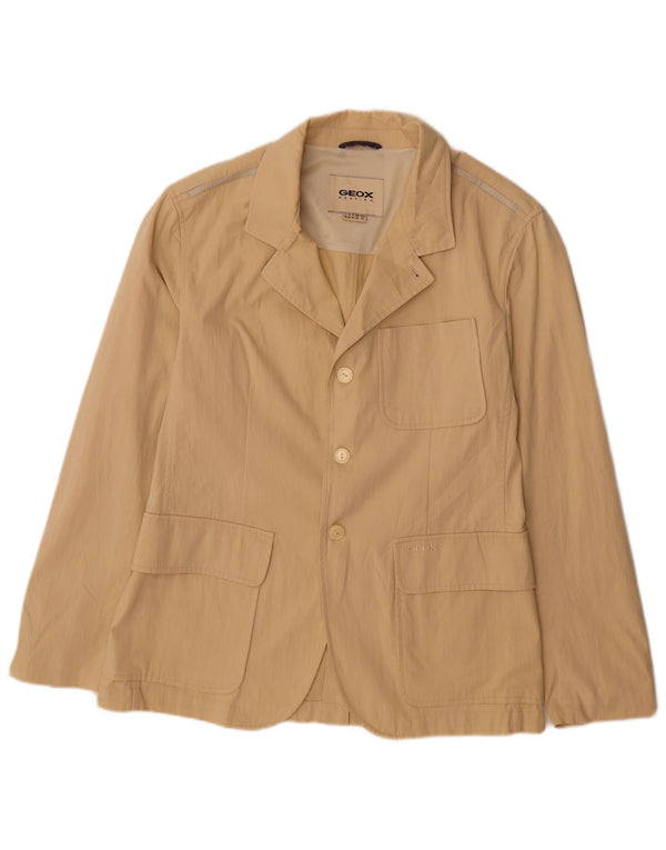 Geox Mens Respira 3 Button Blazer Jacket UK 40 Large Beige Cotton