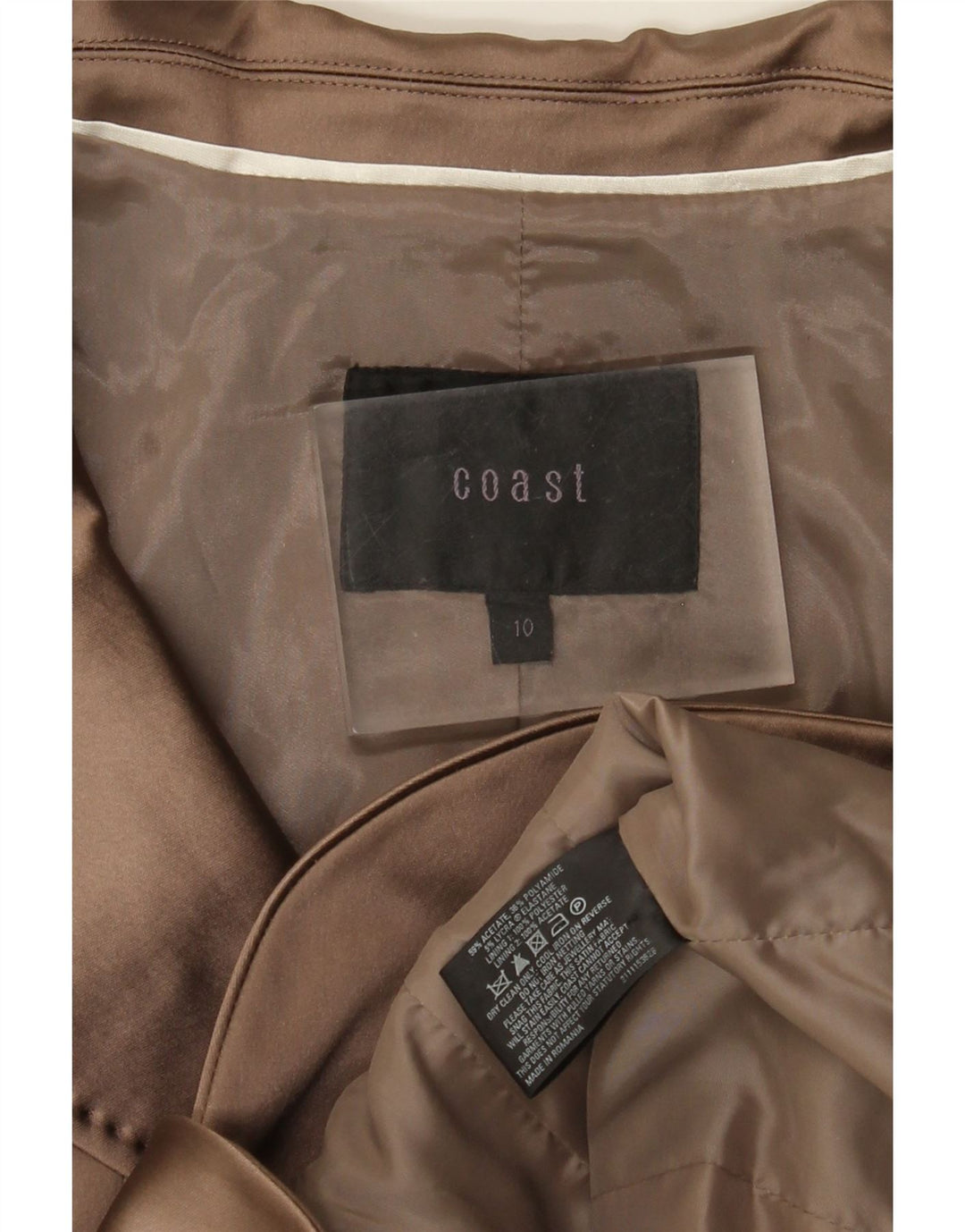 Coast Damen-Blazer mit 3 Knöpfen und 3/4-Ärmeln, Gr. 10, Braun, Acetat