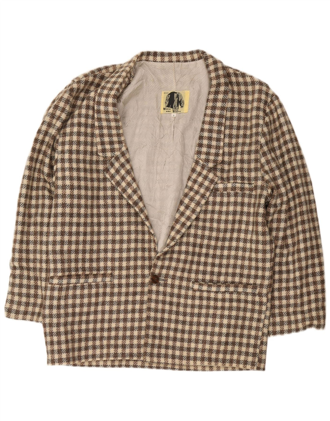 Moda Dossier Herren-Blazer mit 1 Knopf, Gr. 36, klein, braun kariert