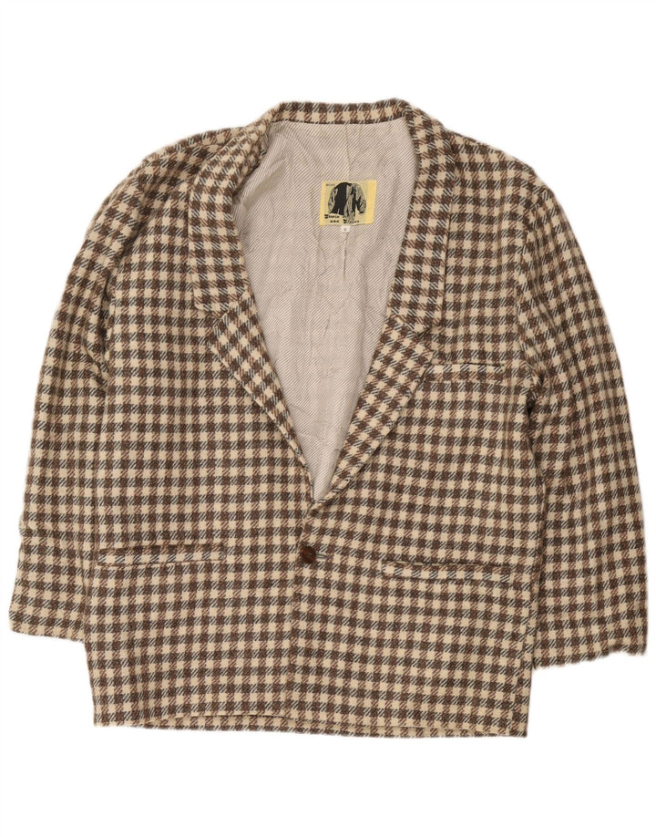 Moda Dossier Herren-Blazer mit 1 Knopf, Gr. 36, klein, braun kariert
