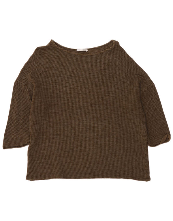 Zara Damen-Oversize-Top mit 3/4-Ärmeln, UK-Größe 14, mittlere Khaki-Viskose