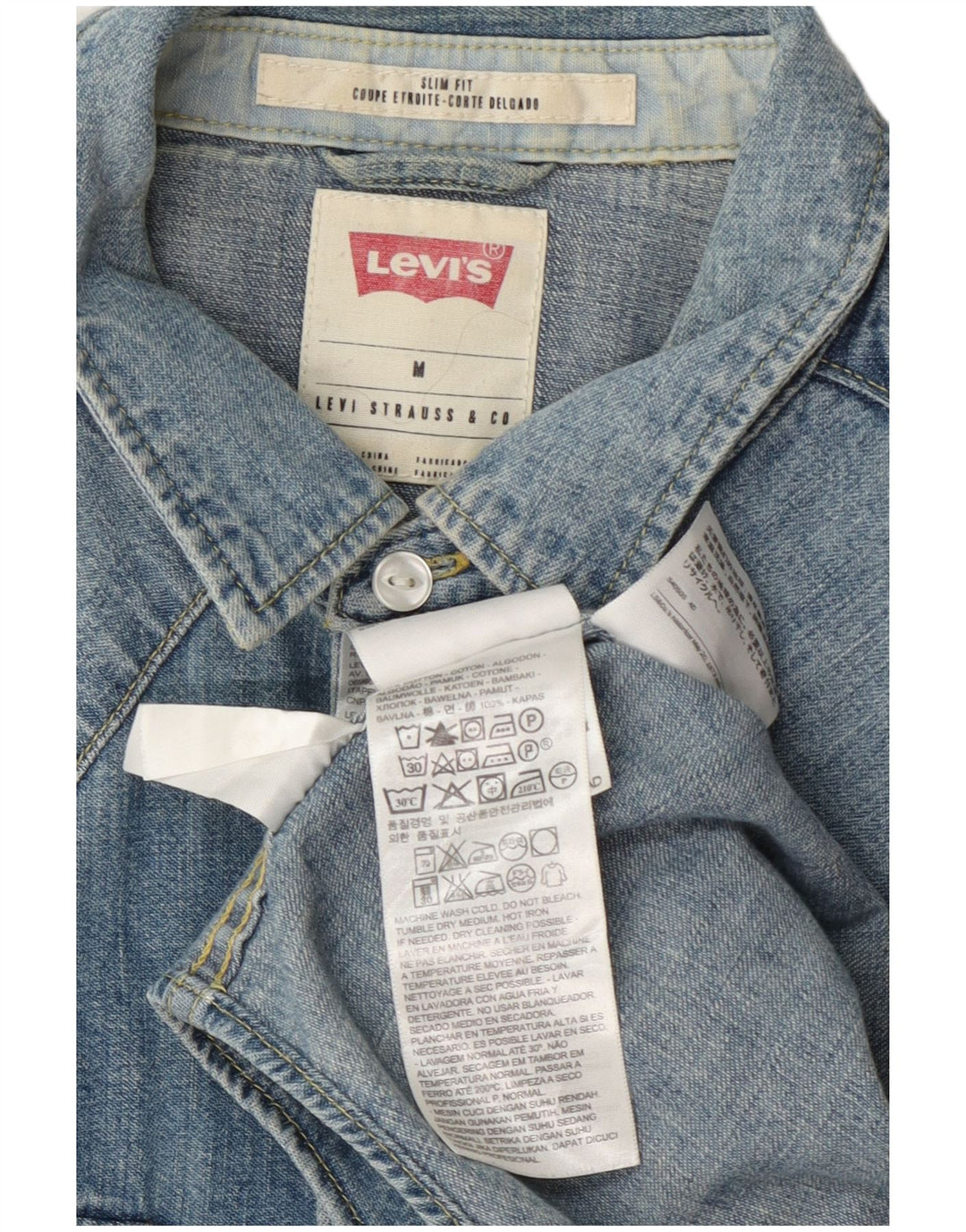 Levi's Herren Slim-Fit-Jeanshemd aus mittelblauer Baumwolle