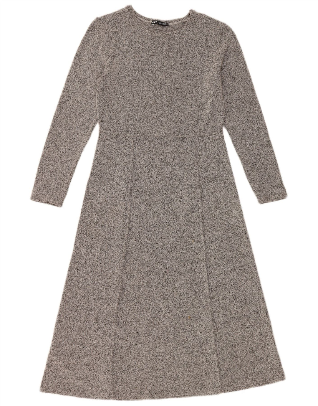 Zara Damen Langarm-A-Linien-Kleid UK 12 Mittelgrau meliert