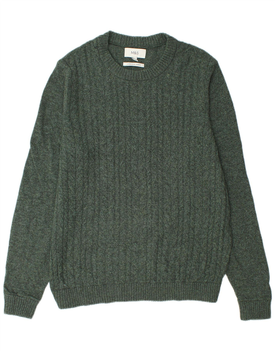 Marks & Spencer Herren-Pullover mit U-Boot-Ausschnitt, groß, grün, Polyamid