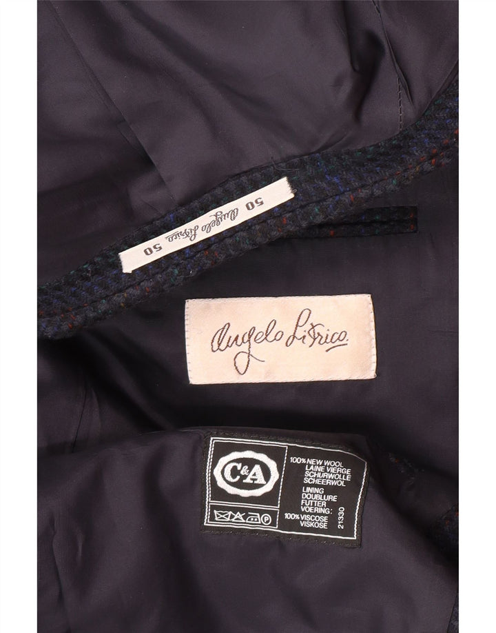 Angelo Litrico Herren-Blazer mit 2 Knöpfen, IT 50, groß, blau kariert, Schurwolle