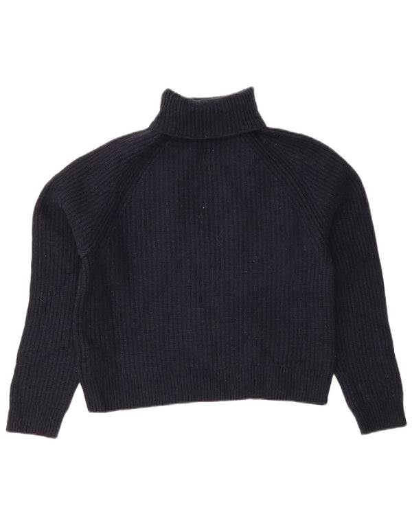 Jigsaw Womens Crop Rollkragen Pullover Pullover UK 6 XS Marineblau Wolle