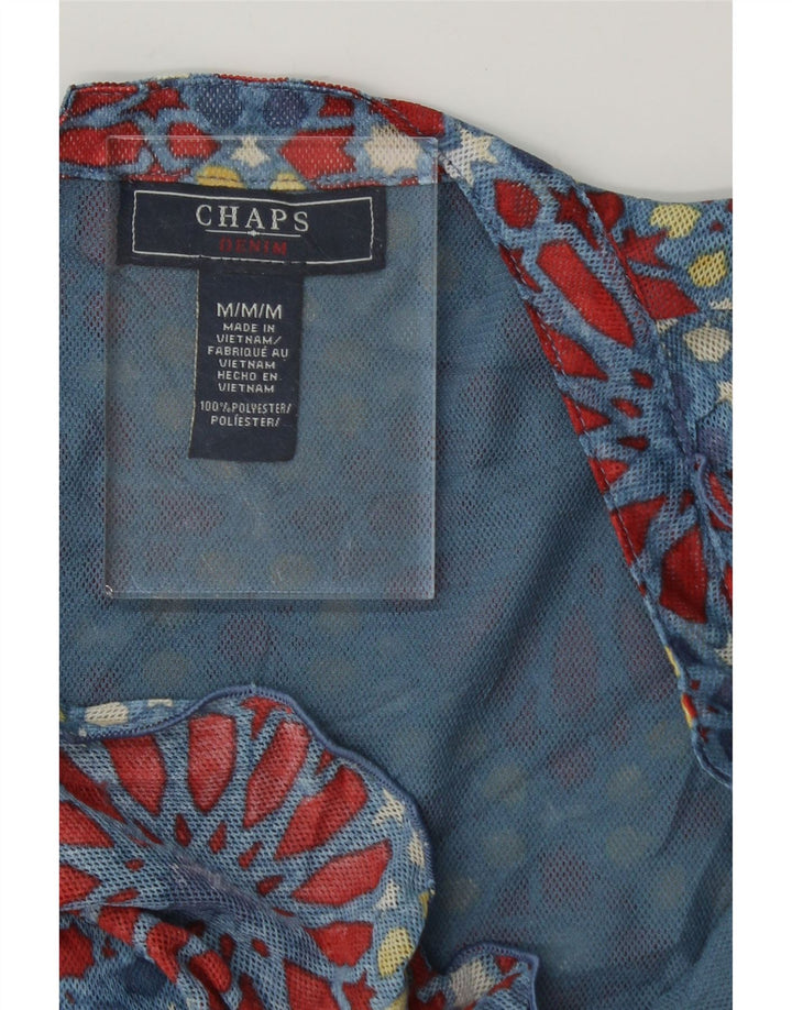 CHAPS Womens Sleeveless Blouse Top UK 12 Medium Blue Fair Isle Polyester Vintage Chaps and Second-Hand Chaps from Messina Hembry 