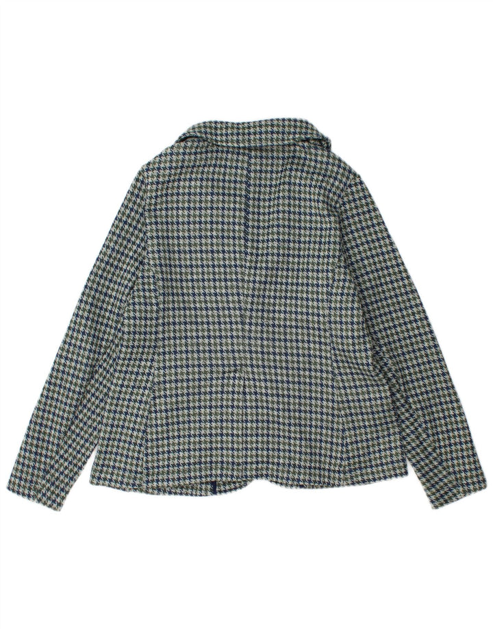 Lands End Damen-Blazer mit 1 Knopf, Gr. 10, Größe S, Blau, Hahnentrittmuster