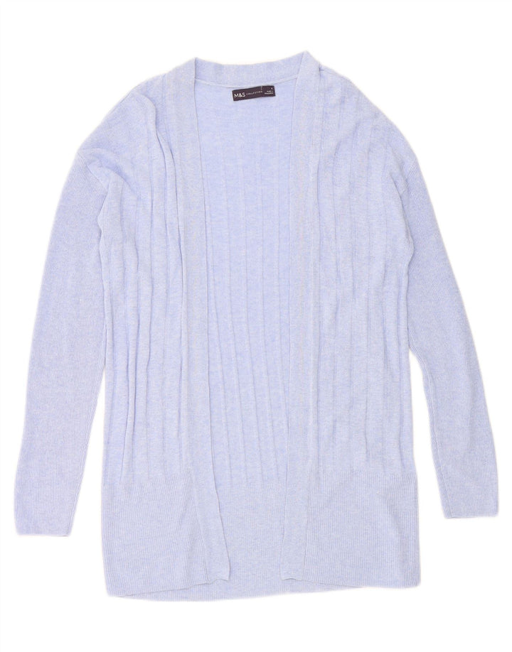 MARKS & SPENCER Womens Longline Open Cardigan Sweater UK 10 Small Purple Vintage Marks & Spencer and Second-Hand Marks & Spencer from Messina Hembry 