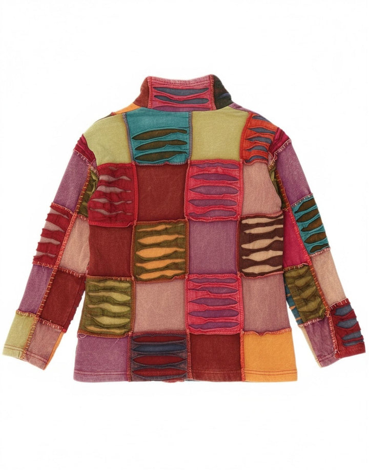 Vintage Damen Crazy Pattern Zip Hoodie Pullover UK 18 XL Mehrfarbig Bohe