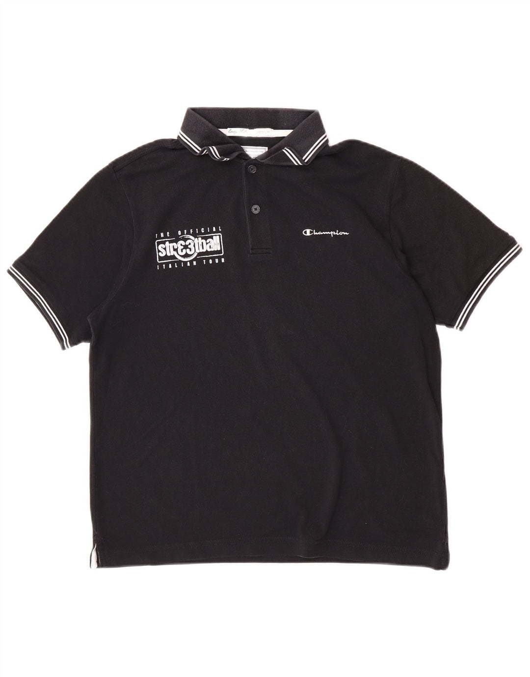 Champion Herren Easy Fit Graphic Poloshirt Mittelschwarze Baumwolle