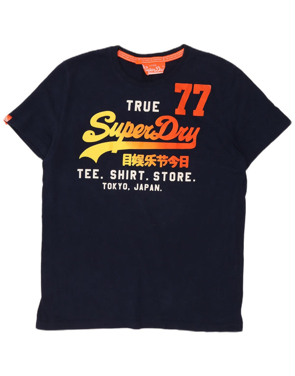 Superdry Mens Graphic T-Shirt Top XL Navy Blue