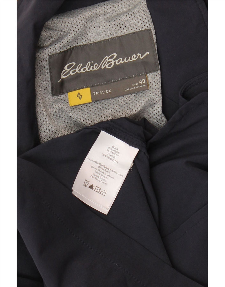 EDDIE BAUER Herren 3-Knopf-Blazerjacke UK 40 Großes marineblaues Nylon