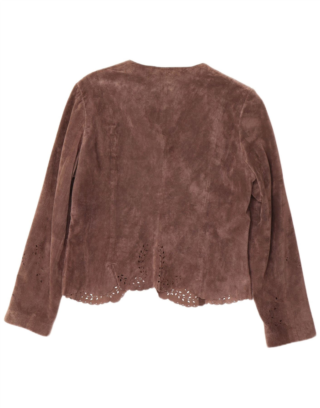 MONSOON Offene Wildleder-Blazerjacke für Damen, UK 16, großes braunes Leder