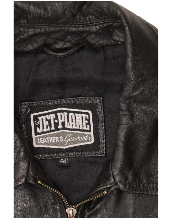 Jet Plane Herren Lederjacke IT 56 3XL Schwarzes Leder
