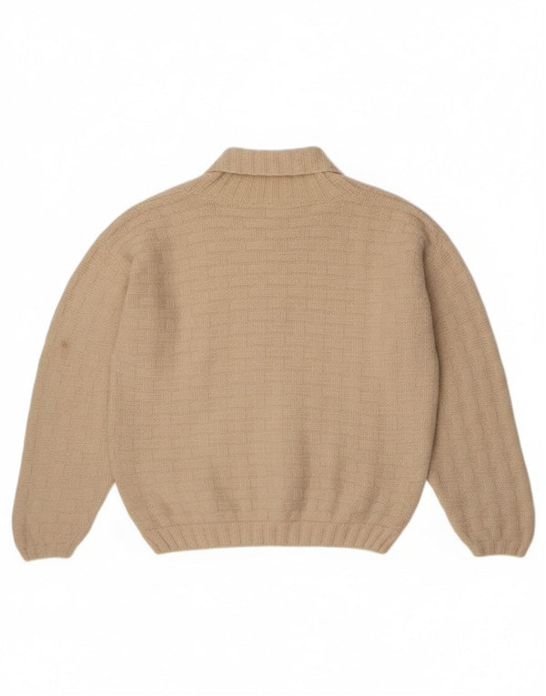 Vintage Damen Übergroßer Schalhalspullover Pullover UK 18 XL Off White