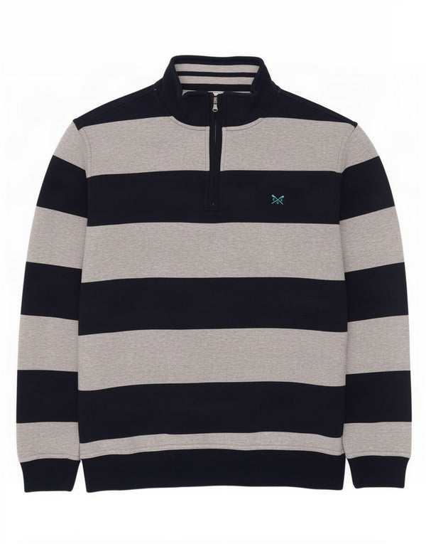 Crew Clothing Herren-Sweatshirt mit Reißverschluss, 2XL, marineblau, gestreift, Baumwolle